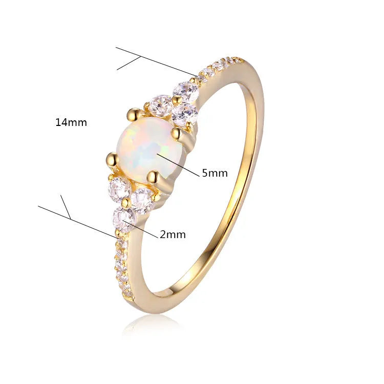 Geometric big diamond silver ring in white opal or blue opal, sizes 5 to 9, Mori Girl style.