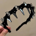 French velvet crystal hairband with non-slip design for face washing and hair styling