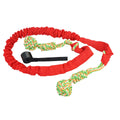 Black woven cotton dog tug rope toy for tug of war and chewing.