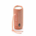 Portable waterproof LED Bluetooth speaker with TF card slot in black colour showing controls and speaker grille
