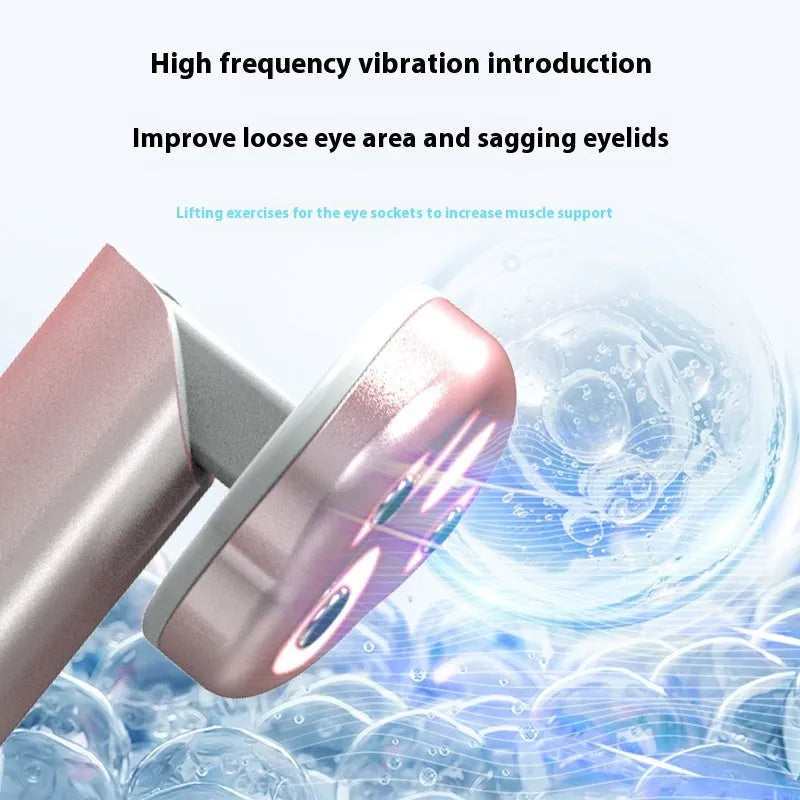 Gradient pink cat's paw shaped eye massager with micro-current vibration and light therapy functions