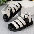 Thick bottom outdoor sandals with round toe and adjustable strap buckle in three colour options