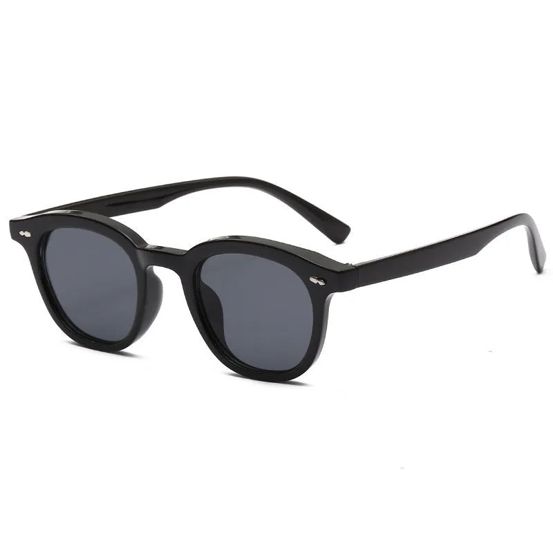 Retro beige round sunglasses with black PC frame, metal hinge, and various lens colour options