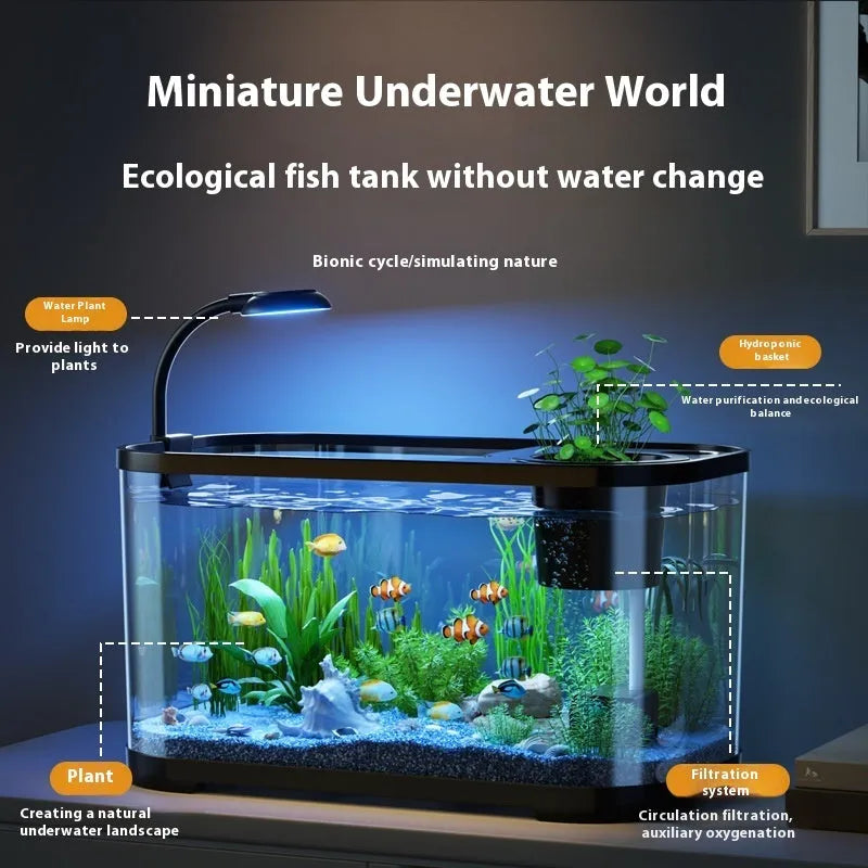 Ecological landscape filter oxygen-making integrated fish tank in luxury white or black colour