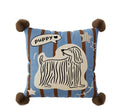 Cartoon anime animal print cushion pillow and pillowcase set in blue, brown, or white on a sofa.