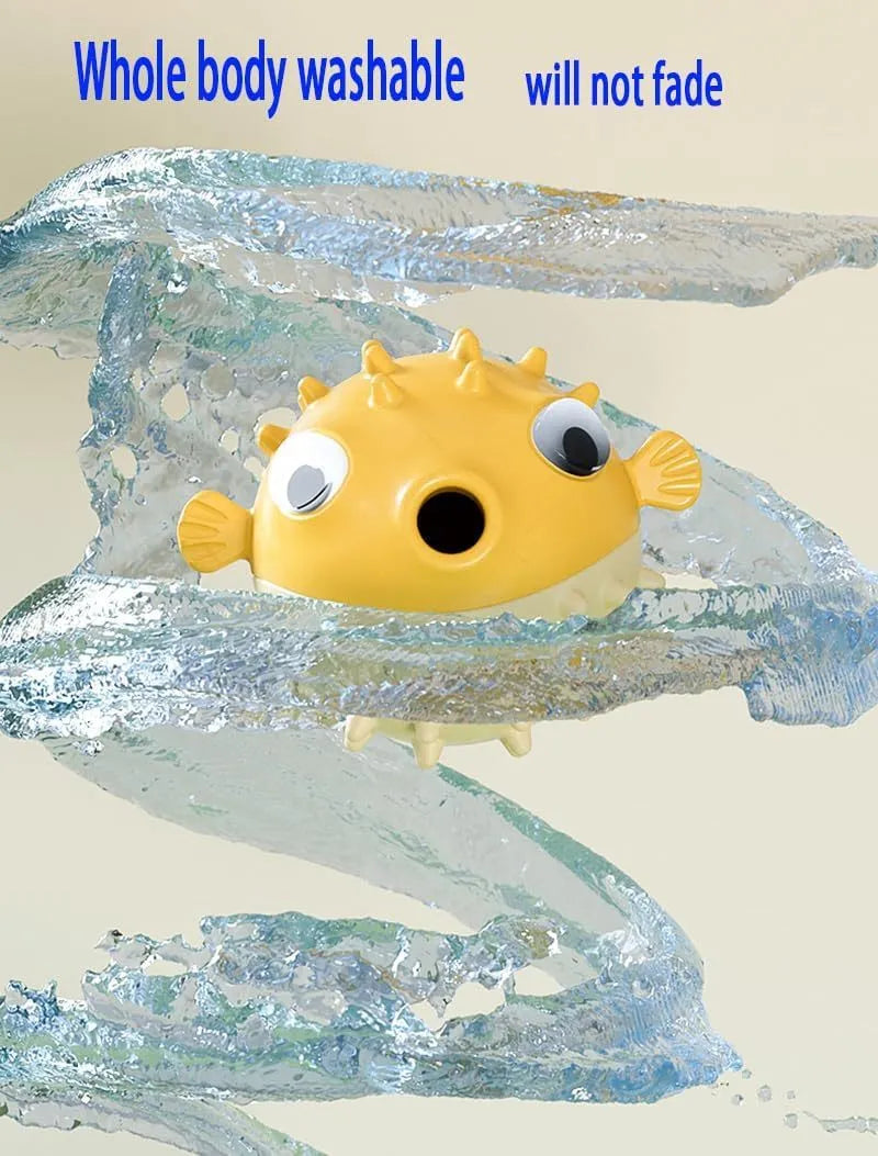 Fish-shaped interactive TPR dog toy with treat dispenser and dental-cleaning surface particles