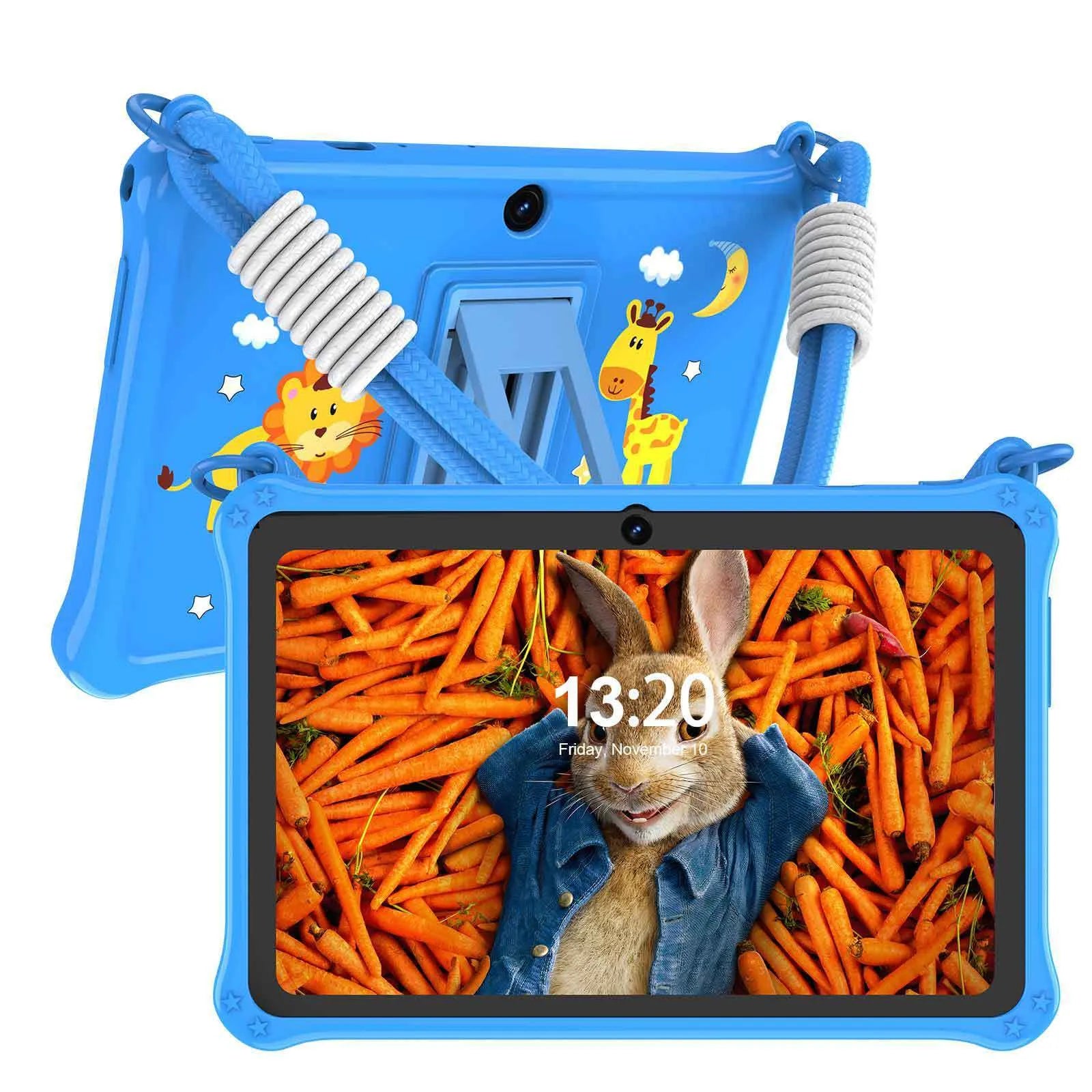7-inch children's tablet silicone protective case with flat strap in sapphire blue colour