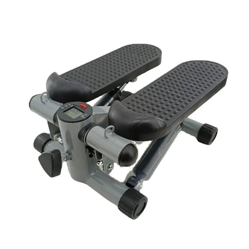 Silver grey hydraulic mini treadmill waist slimming pedal exercise machine for home use.