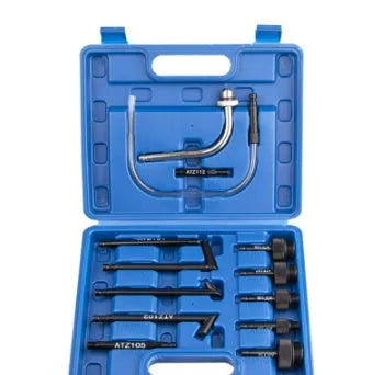 Black 13-piece automatic transmission oil refuelling kit with pump tool and connectors
