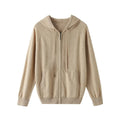 Men's hooded knitted cashmere cardigan zipper in solid colour regular fit long sleeve for work spring autumn