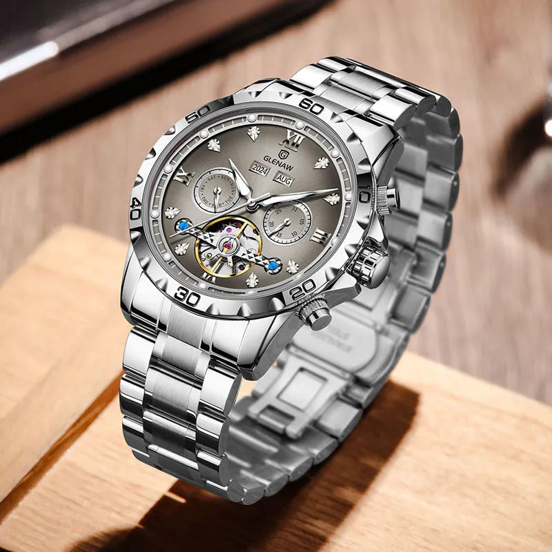 Men's automatic mechanical watch with a stainless steel strap and metal case in a selection of colour dials.