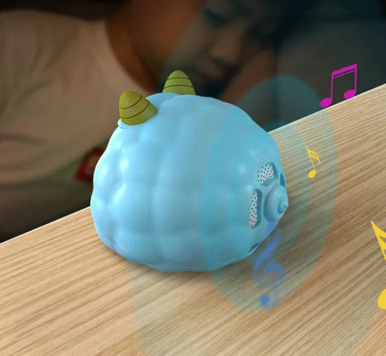 Silicone smart alarm clock with voice control and human body induction, shown in a white deer style.