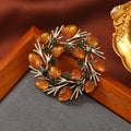 Champagne Filbert Garland alloy brooch with retro cherry style and diamond treatment for waist closing and decoration