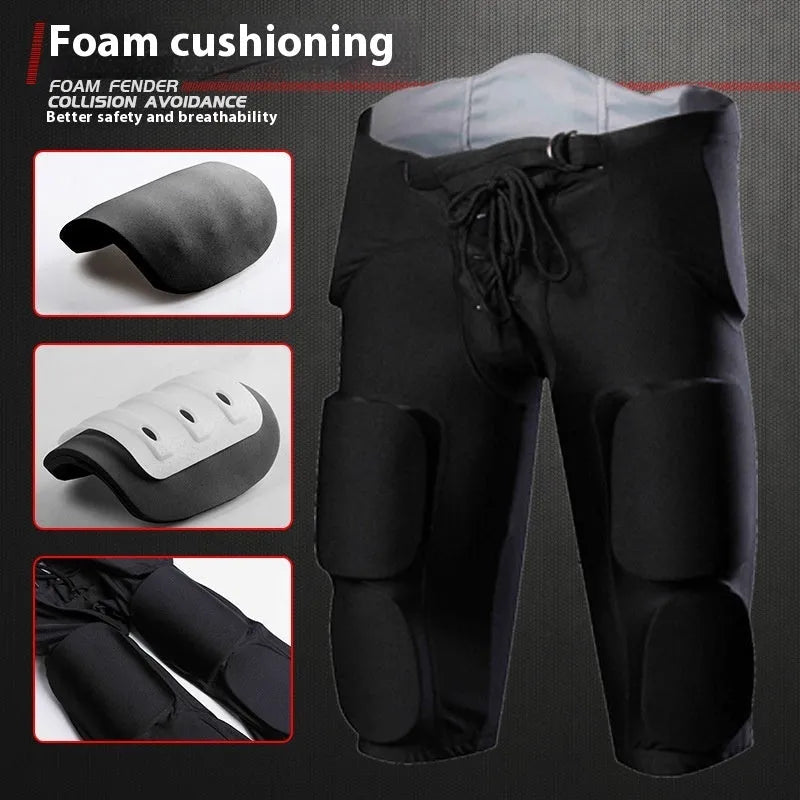 Anti-collision rugby pants men's hockey protective gear tight training pant in black