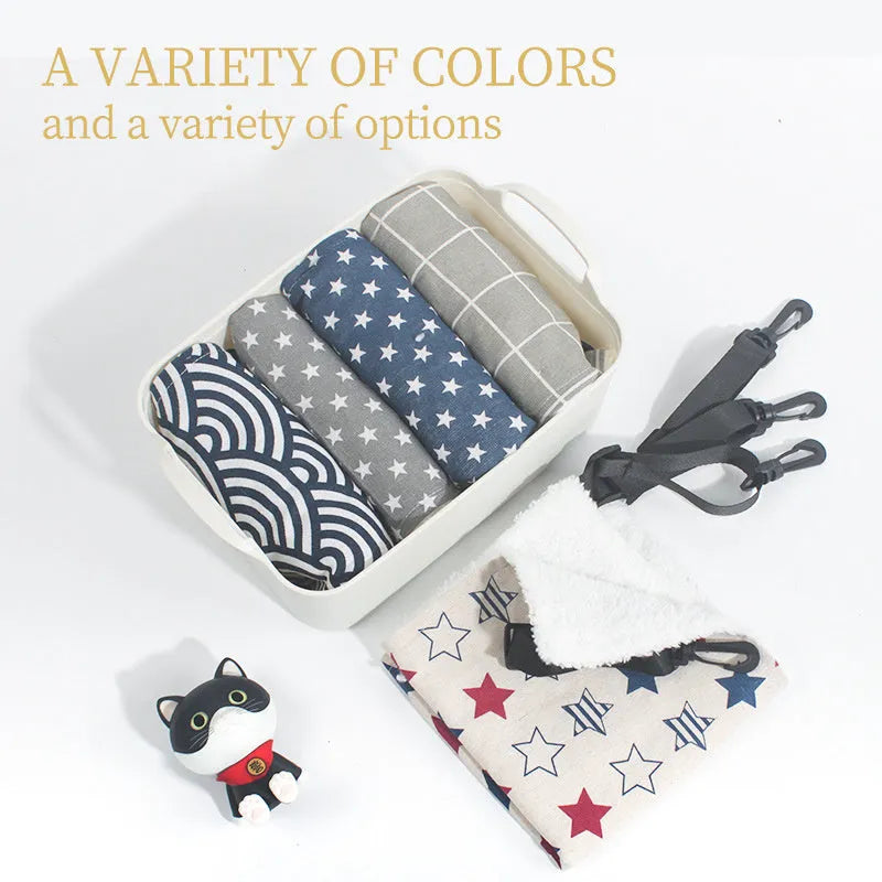 Cotton flannel pet hammock with plastic hooks for cats and small rodents