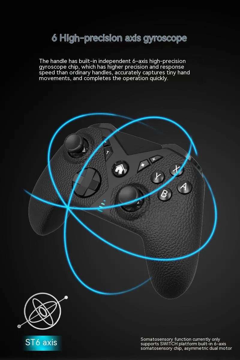 Black wireless game controller with leather-pattern texture on grips, shown front view.