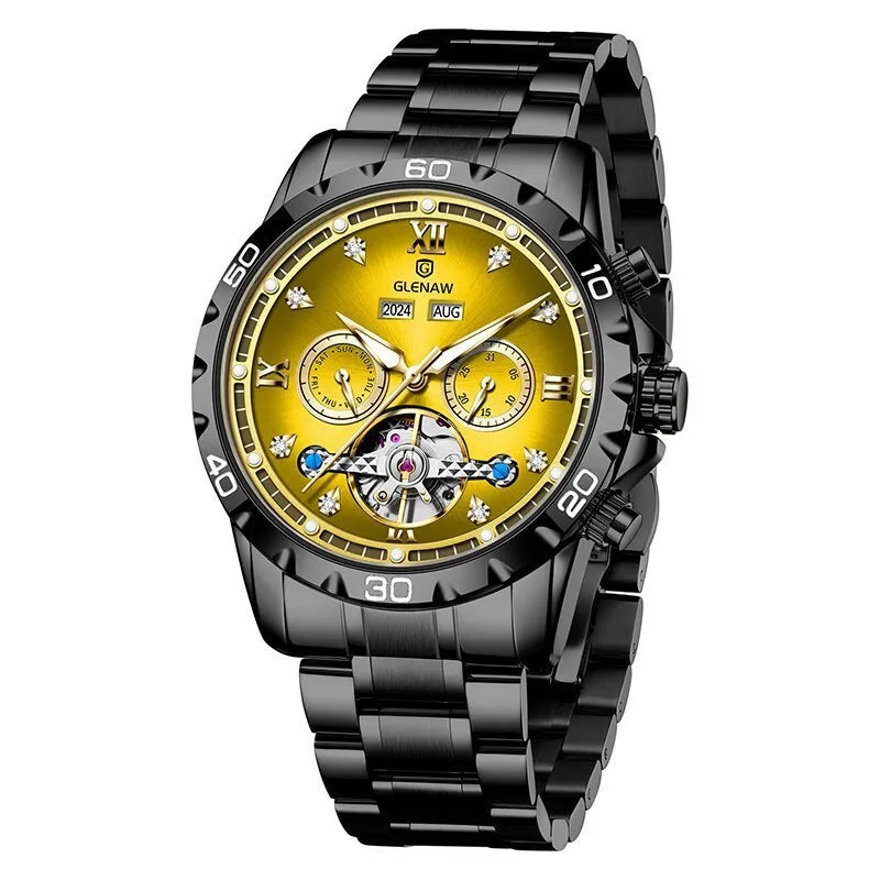 Men's automatic mechanical watch with a stainless steel strap and metal case in a selection of colour dials.