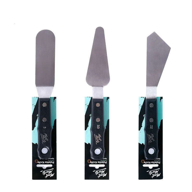 Stainless steel palette knife set with three scrapers for oil and acrylic painting