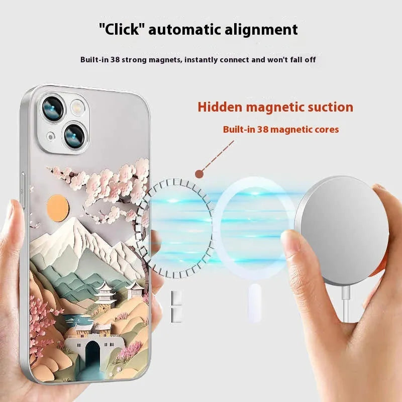Lichun Mountain Map design magnetic silicone phone case for iPhone with drop protection