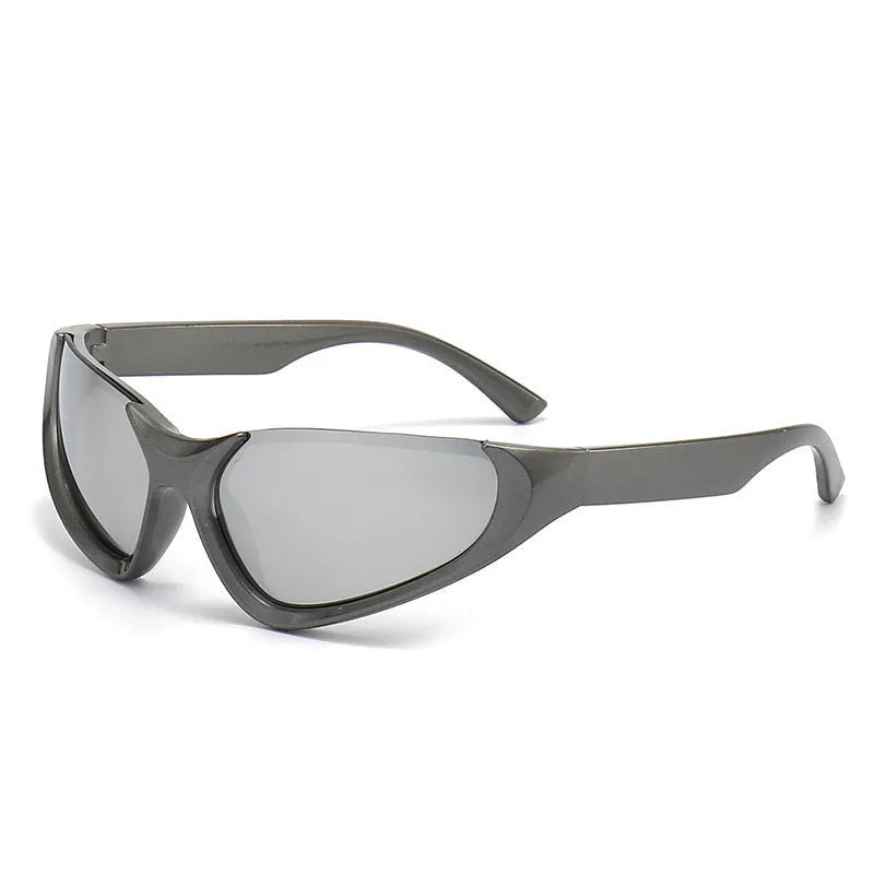 Millennium Future Punk sunglasses with black gray lens in sand black plastic frame for men street shot style