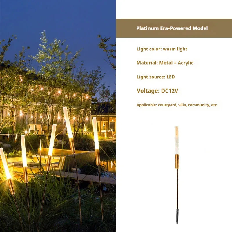 Solar outdoor LED plug lawn lamp with stainless steel wheat design in a garden setting, 1100mm height option