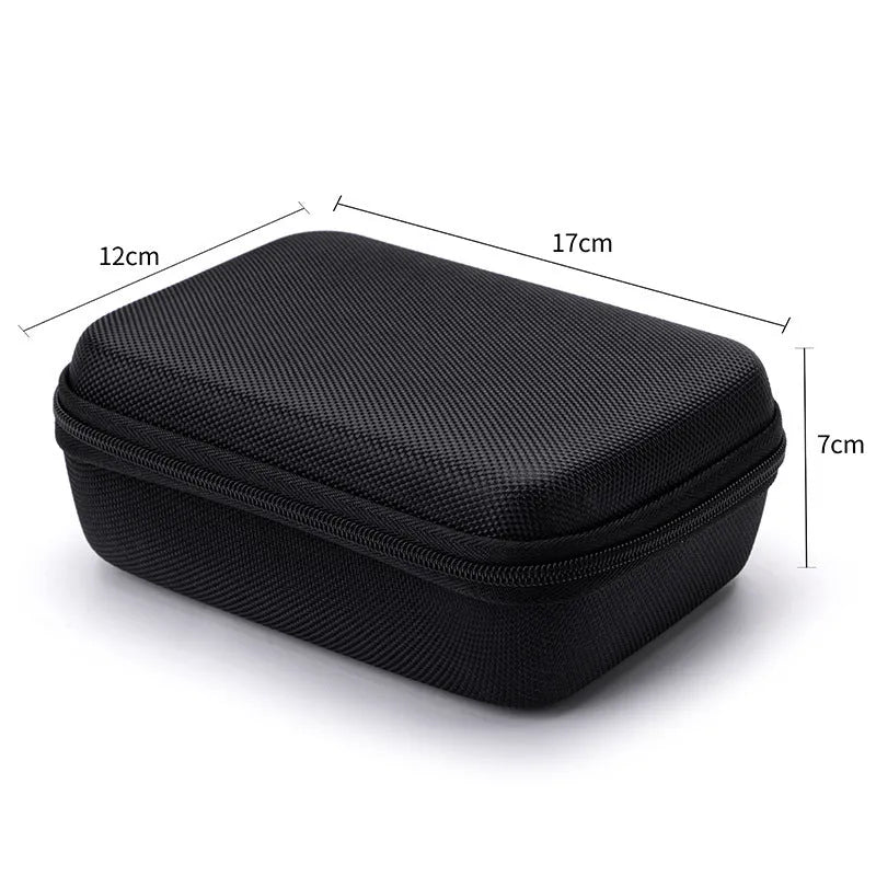 Multifunctional drop-resistant data cable storage bag in composite material with nylon outer, 17x12x7cm, rope handle