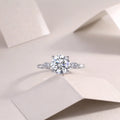 2 carat moissanite wedding ring set in S925 silver with platinum plating, sizes 5 to 9, gift box and GRA certificate