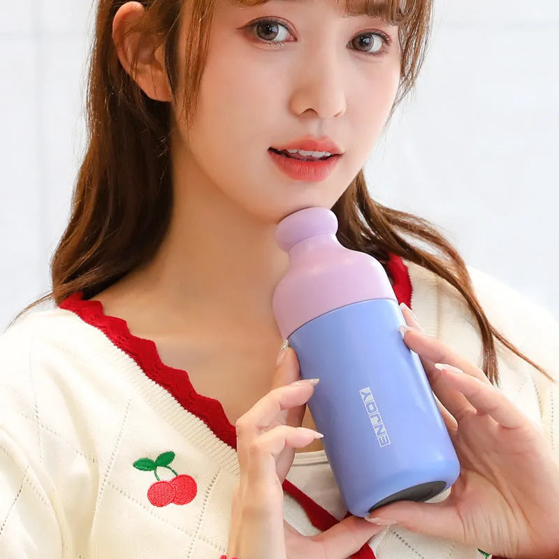 Mini vacuum cup cold-keeping tumbler 304 stainless steel 220ml blue colour
