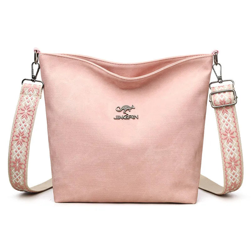 Large capacity soft PU crossbody bag with adjustable single strap in pink colour option