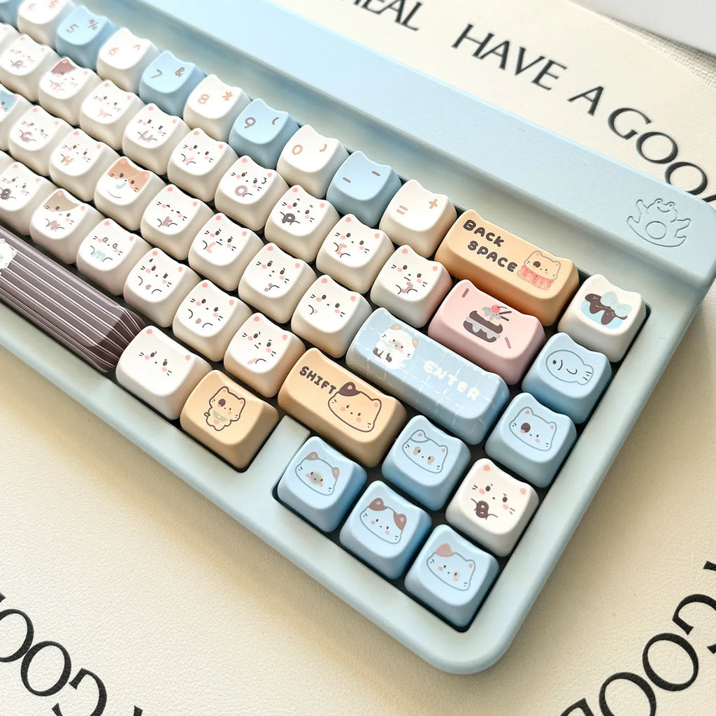 High Sea Salt Cat PBT keycap set for mechanical keyboards with March Past Space theme and 7u supplements