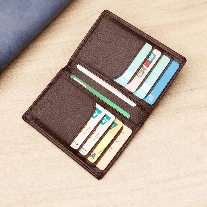 Genuine cowhide leather credit card holder in black or brown colour