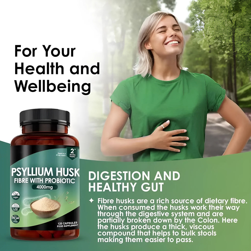 Yang plantain seed shell capsule probiotics supplement bottle showing 120 tablets for adult digestive health