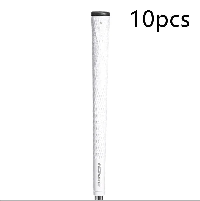 TPE golf club grip in assorted colours including pink, red, blue, white, and black with coloured heads.
