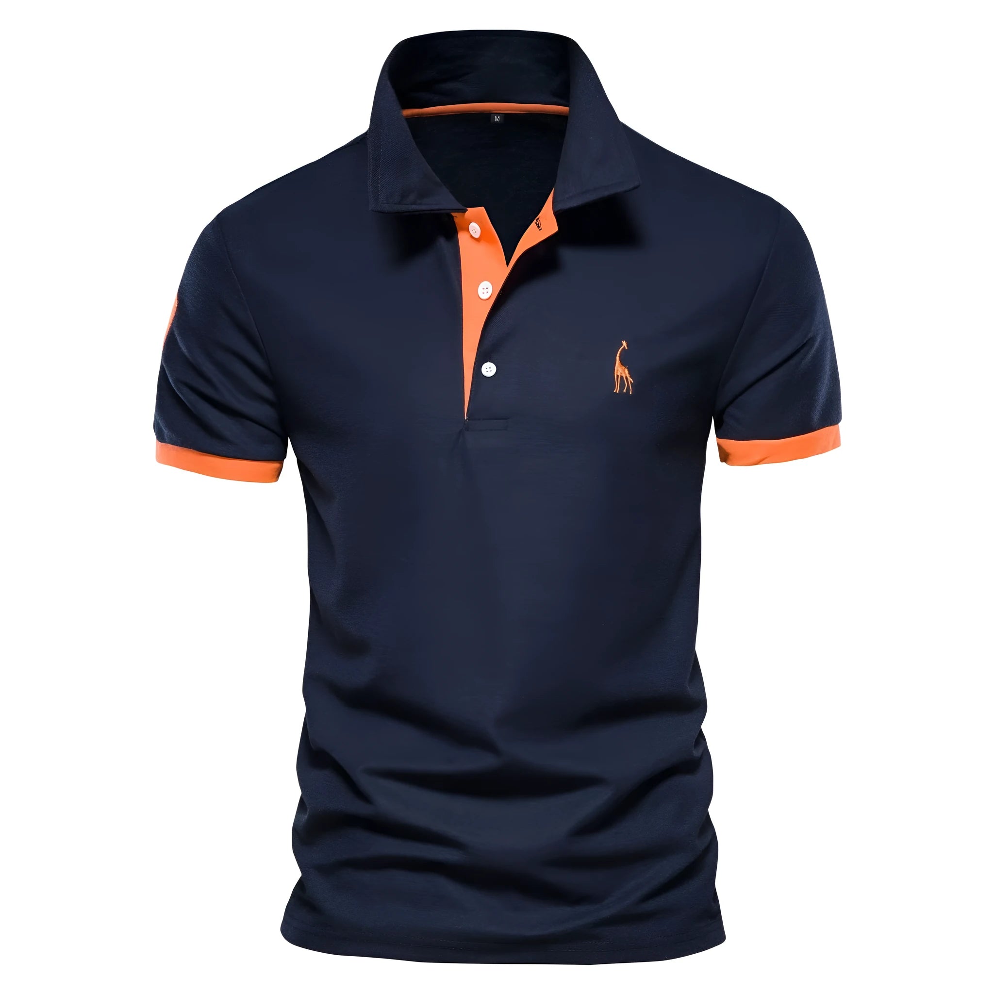 Men's slim fit white T-shirt with a detailed embroidered deer design on the chest.