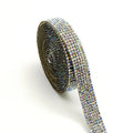 Self-adhesive glass water drill strip on a 1-yard roll for clothing and shoe decoration.