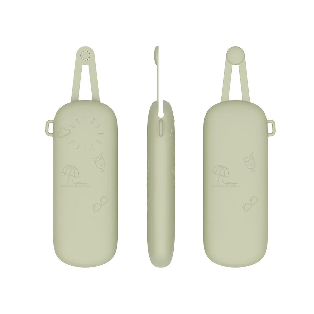 Silicone glasses storage bag in black, open and holding a pair of glasses, with a soft flexible surface.