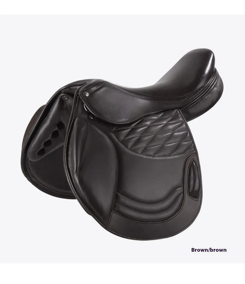 Cowhide equestrian saddle 17 inch black saddle for obstacle riding and general use