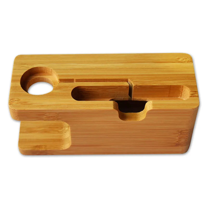 Bamboo smartphone stand 149mm desk organiser with carved wooden phone holder