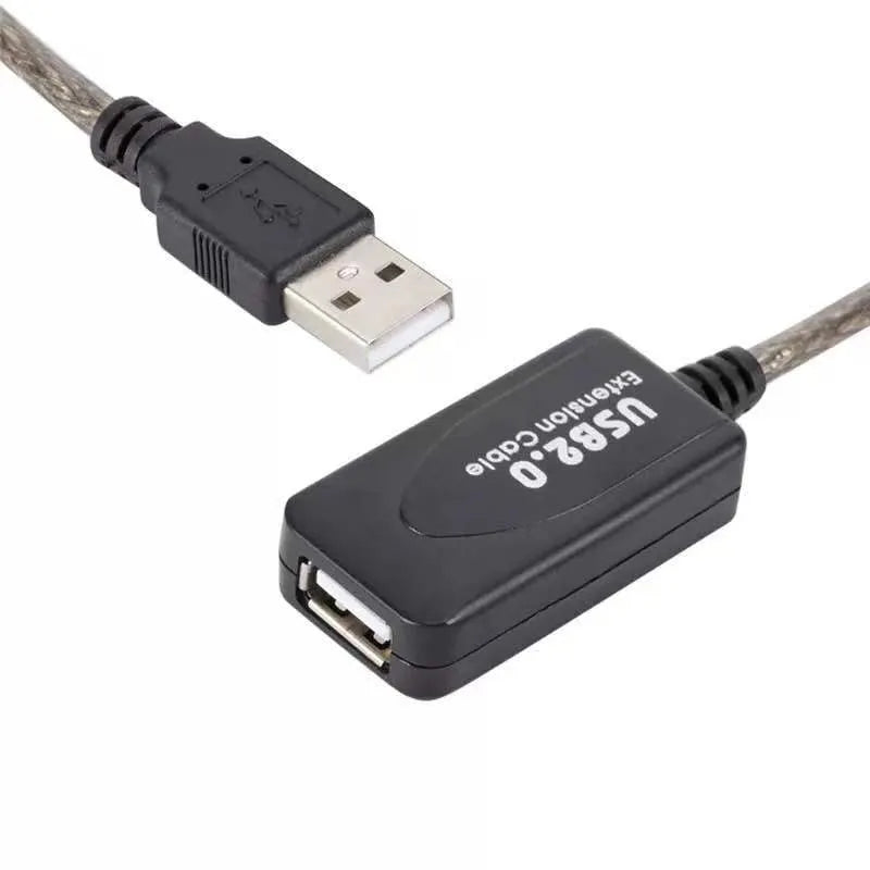 USB high speed data cable with chip 5m transparent black copper wire extension male to female