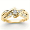 Gold colour copper cross ring with inlaid zircon stone for women sizes No 6 to No 10