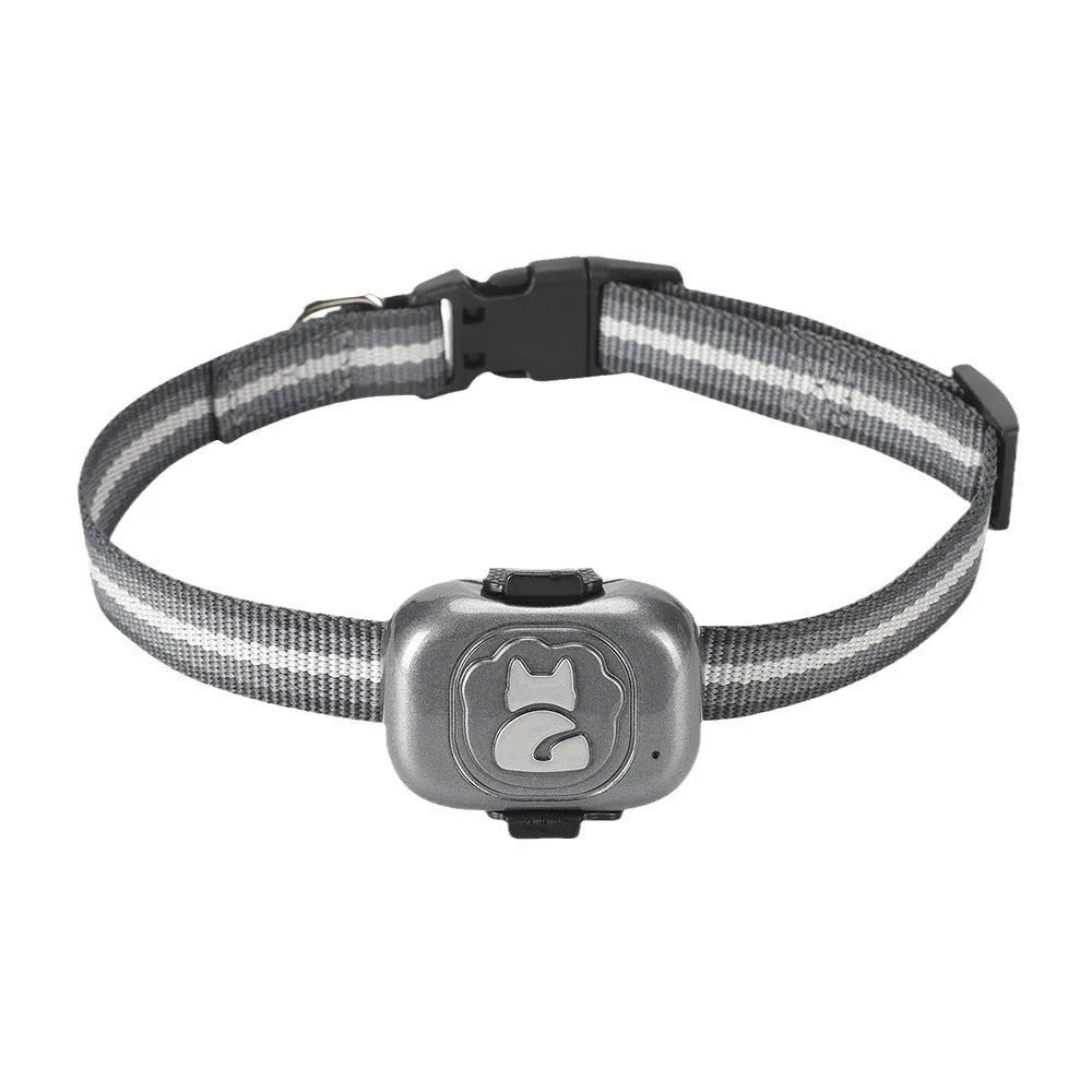 Black pet GPS locator tracker with hanging rope for attachment to dog or cat collars
