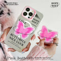 White TPU phone case with magnetic bracket and printed frosted laser design for Apple iPhone