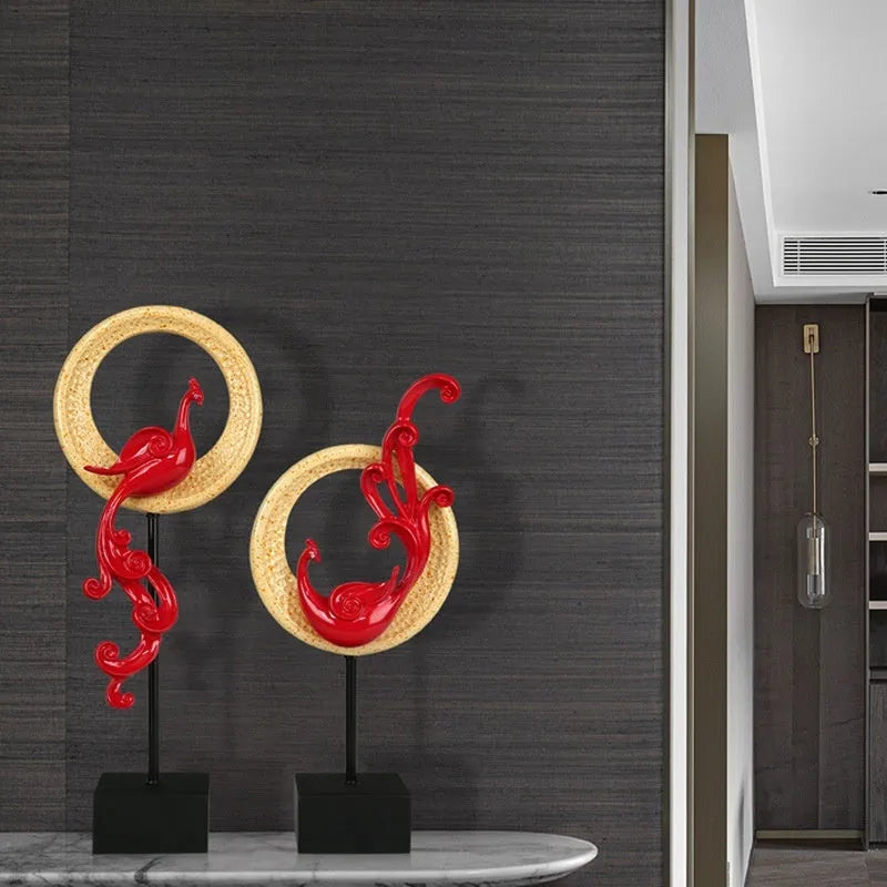 European style synthetic resin phoenix ornament craft in selected colour and size configuration