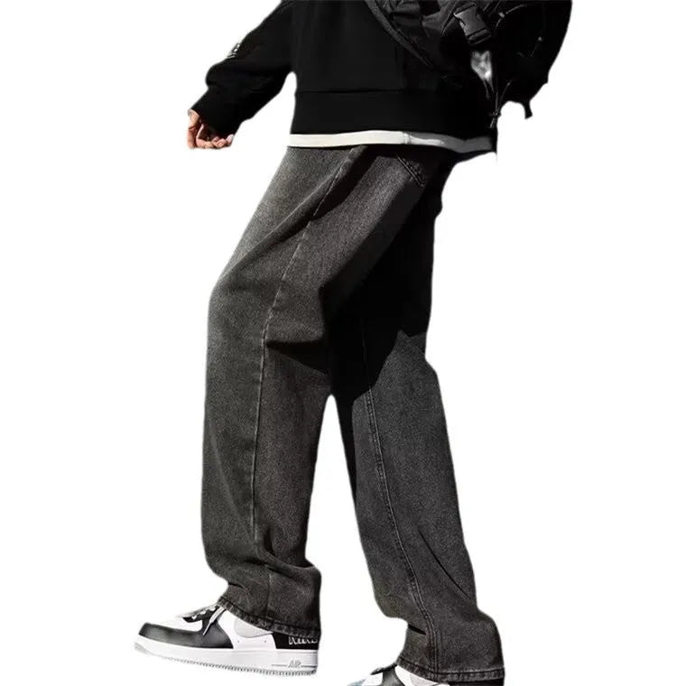 Men's American Smoky Black jeans in standard gray, polyester fabric with wool lining, winter casual trousers multiple sizes