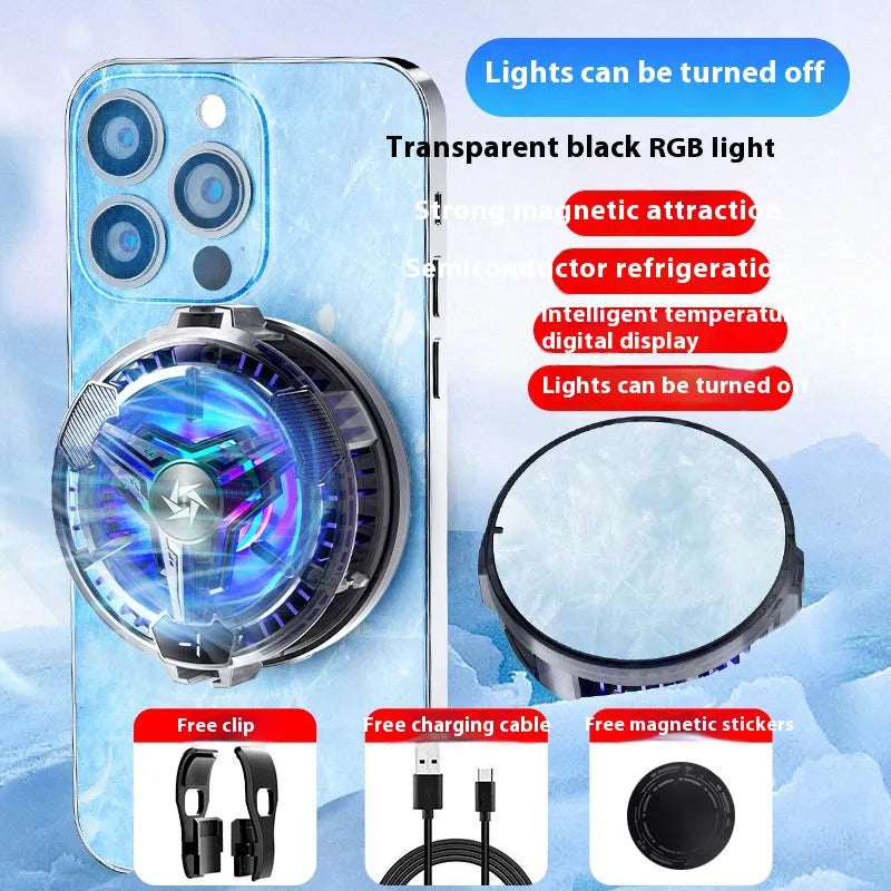 Mobile phone semiconductor magnetic radiator 65x65x23mm metal ABS black or transparent with digital display option