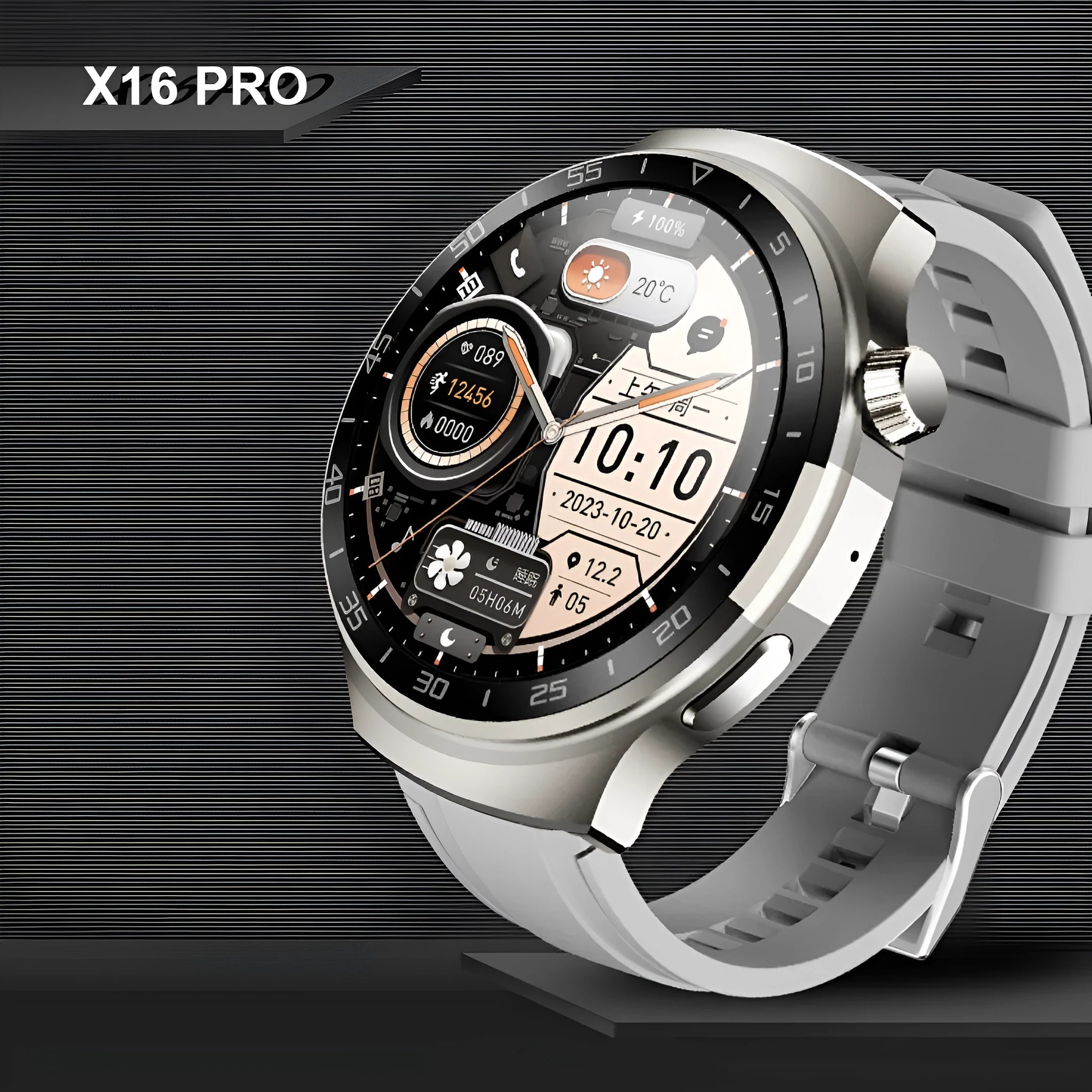 Smart Watch X16 Pro silver colour with TFT screen showing heart rate monitor mode on wrist