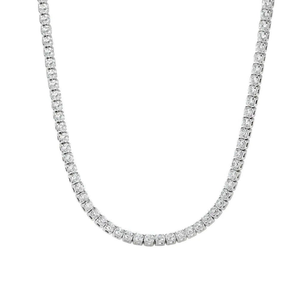 Women's sterling silver necklace with round design and diamond treatment on 925 silver chain