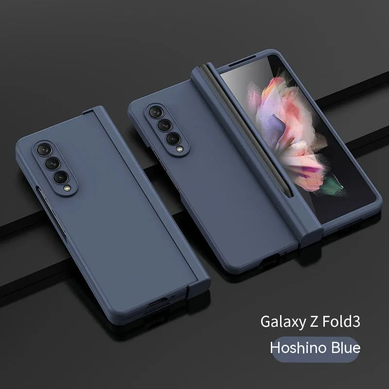 Samsung Z Fold 5 flip case with hinge cover and pen slot in dark night black