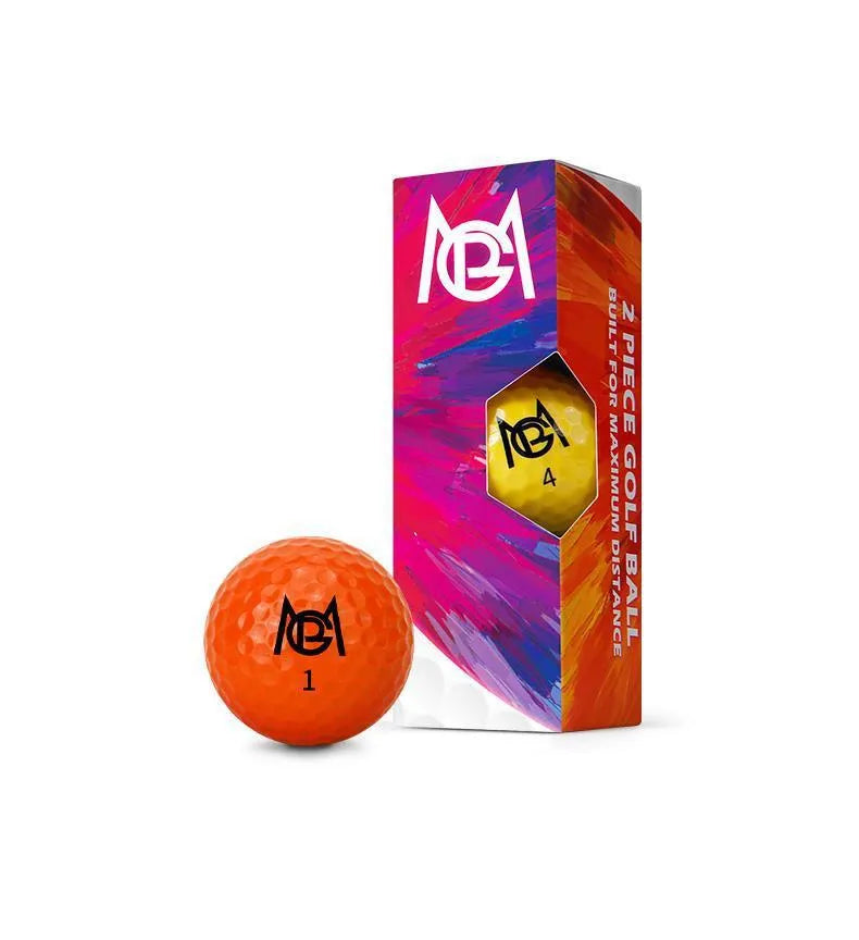 Golf colour practice ball two-layer synthetic rubber 42.6mm 12-pack orange yellow green rose