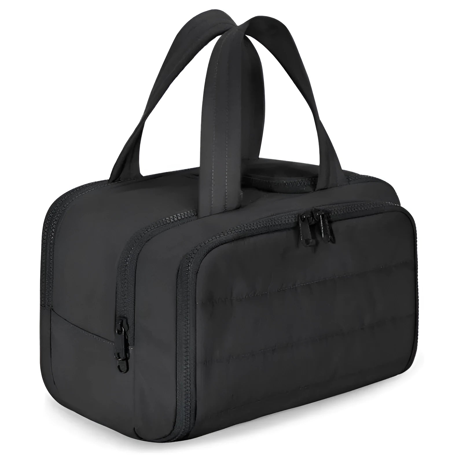 A large, open-topped lightweight travel toiletry bag in a choice of colours, showing its spacious interior.